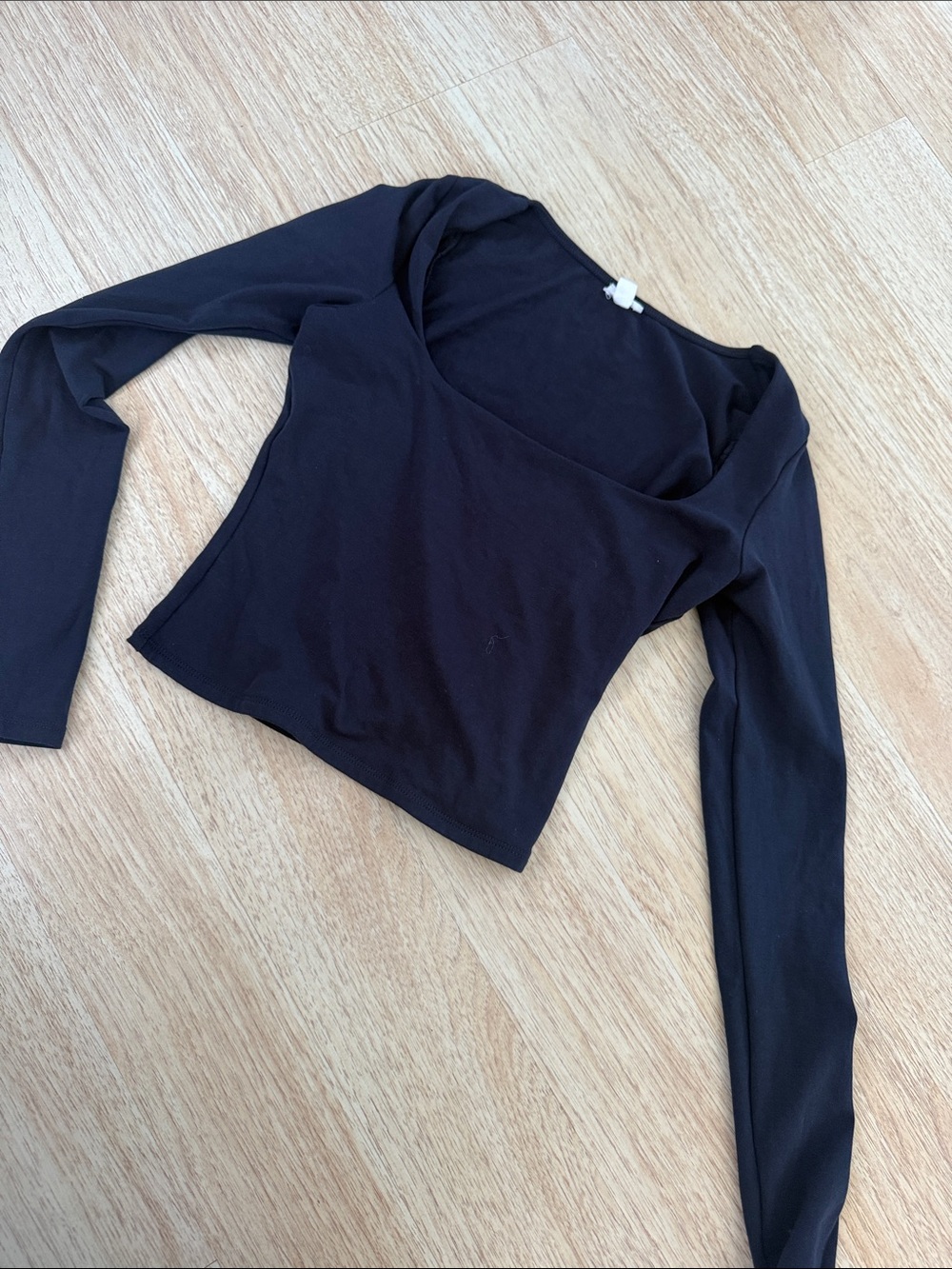 Women’s Navy blue Long-Sleeve Square-Neck Top